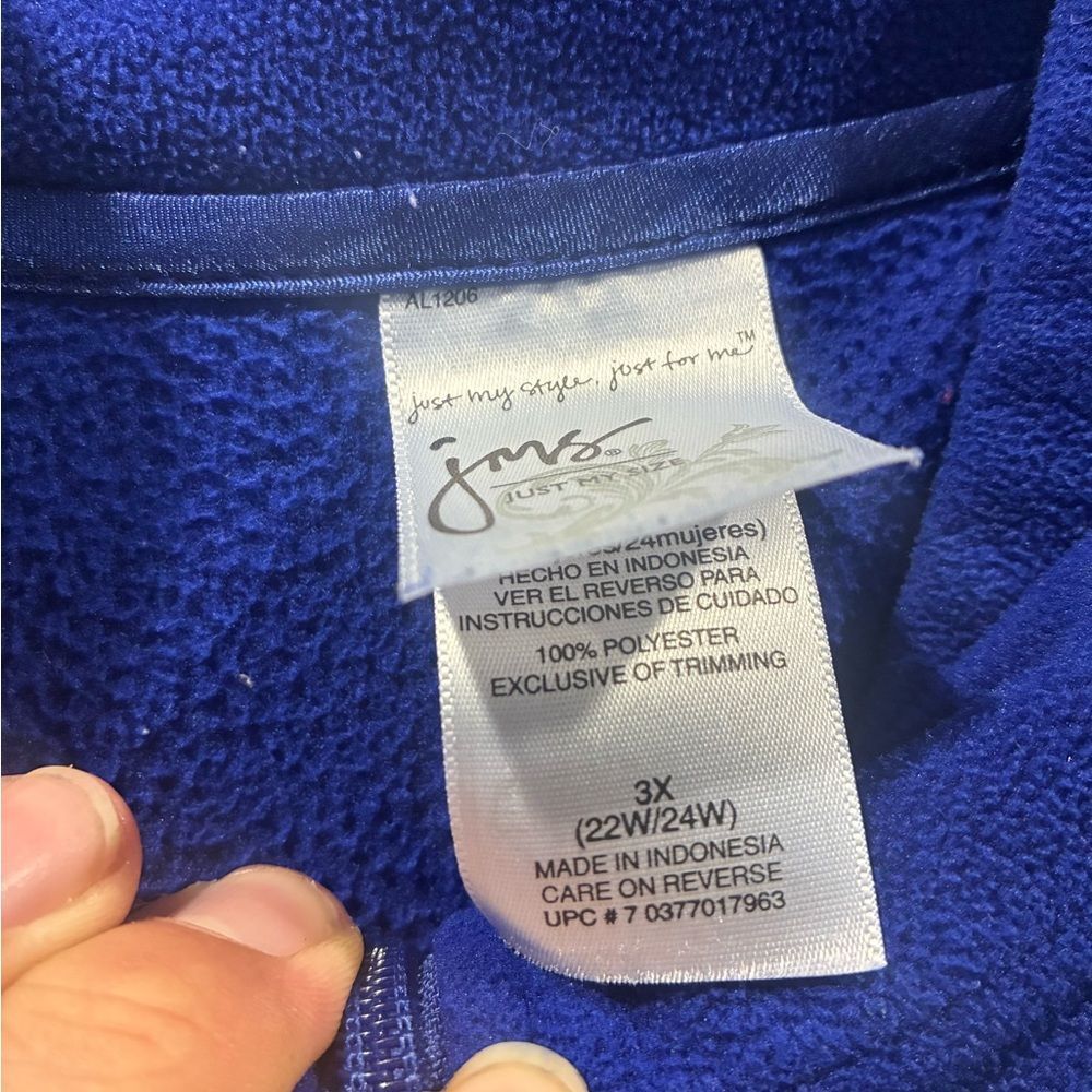 Just My Size Snowflake Fleece | Royal Blue Half Zip | 3X - Picture 5 of 6